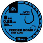 Przypony Mikado feeder bomb MF14 - z gumką - hak bez zadziora nr 10 / żyłka: 0.20mm/38cm - 8szt.