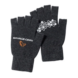 .Rękawiczki bez palców SAVAGE GEAR Knitted Half Finger Glove - Dark Grey Melange - roz. M