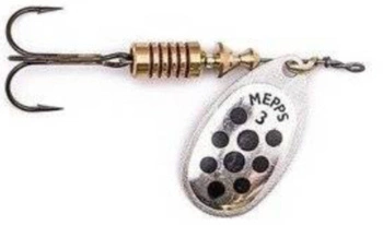 Obrotówka MEPPS AGLIA DECOREES #2 srebrna /czarne kropki 4.5g