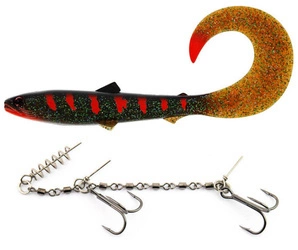 Zestaw Guma WESTIN BullTeez Curltail 21cm - 49g - Motoroil Blood - 1szt. + Dozbrojka Vis Vangen