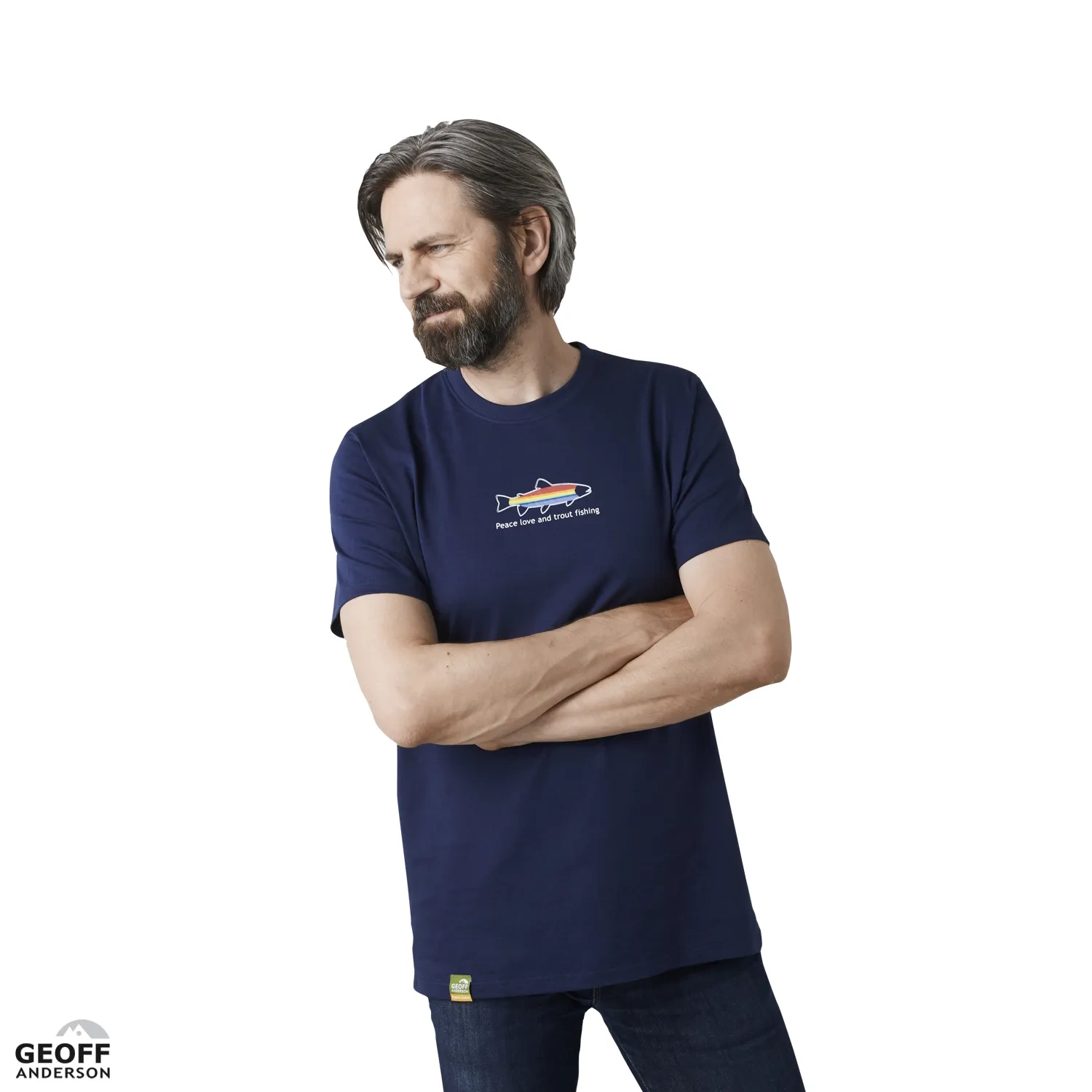 T-shirt Geoff Anderson Organic Tee Navi Peace Trout rozm. L