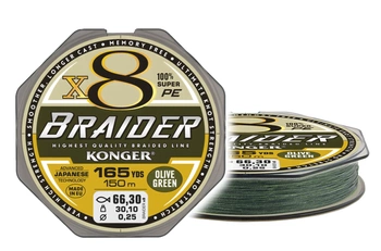 Plecionka KONGER Braider X8 150m - 0.06mm - 4.90kg - Olive Green