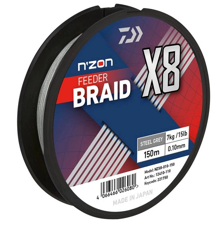 .Plecionka Daiwa N'Zon X8 Braid 0.08mm | 300m - 5kg - Steel Gray