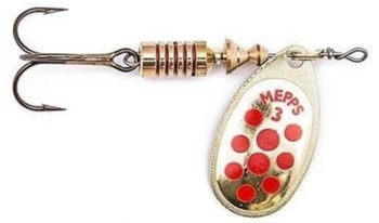 Obrotówka MEPPS AGLIA DECOREES #3 złota / czerwone kropki 6.5g