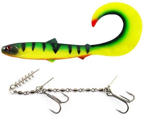 Zestaw Guma WESTIN BullTeez Curltail 27cm - 103g - Tiger Perch - 1szt. + Dozbrojka Vis Vangen