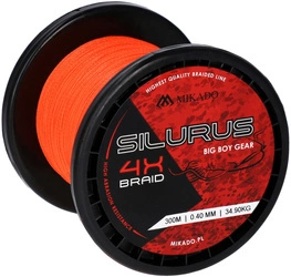 Plecionka MIKADO SILURUS 4 X BRAID 0.35mm/33.40kg/600m - FLUO POMARAŃCZOWA - op.1szp.