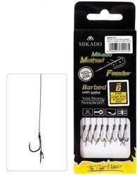 Przypon MIKADO Method Feeder - Z IGŁĄ - hak z zadziorem nr 10 DB / plecionka: 0.12mm/10cm - op.8szt.