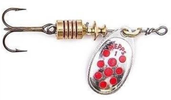 Obrotówka MEPPS AGLIA DECOREES #3 srebrna /czerwone kropki 6.5g