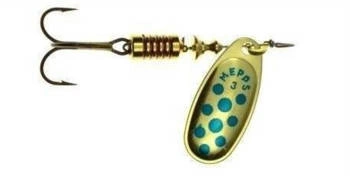 Obrotówka MEPPS COMET DECORE #3 złoty / niebieskie kropki 6.5g