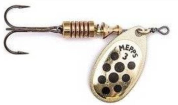 Obrotówka MEPPS AGLIA DECOREES #1 złota / czarne kropki 3.5g